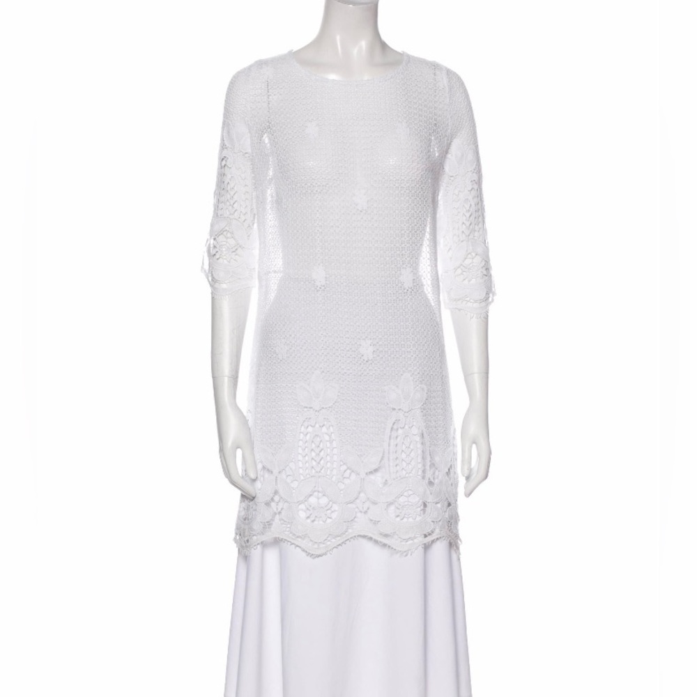 🌹 Miguelina White Shift Dress/Beach Cover-up in very good condition / Size XS